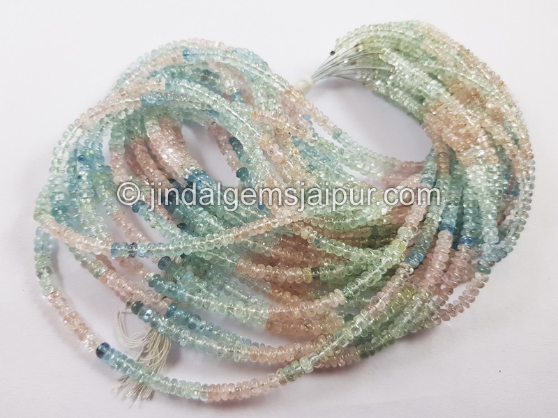 Multi Aquamarine Smooth Roundelle Beads